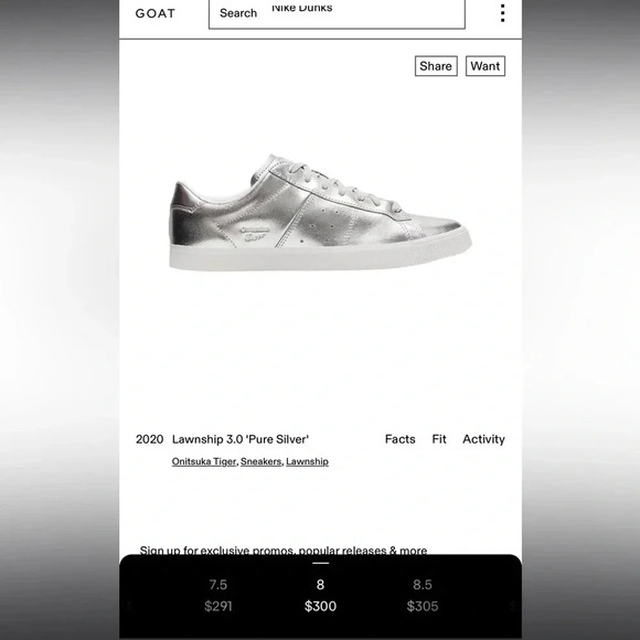 Onitsuka Tiger Lawnship 3.0 Metallic Court Sneaker Like New Mens 8 - Picture 13 of 13